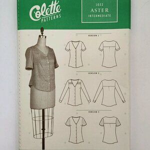 New Uncut Colette #1032 Sewing Pattern Aster Blouse Sizes 0-26